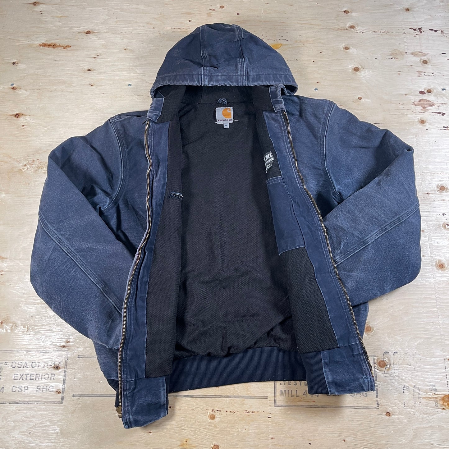 Faded Blue Carhartt Hooded Active Jacket - Medium